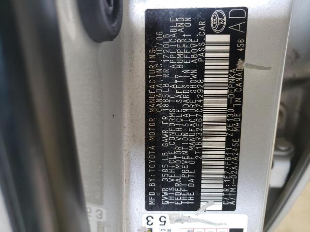 Photo 10 from auction – 2007 TOYOTA COROLLA CE with VIN 2T1BR32E67C742928