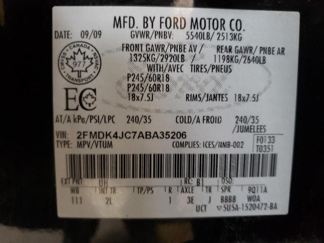 Photo 10 from auction – 2010 FORD EDGE SEL with VIN 2FMDK4JC7ABA35206