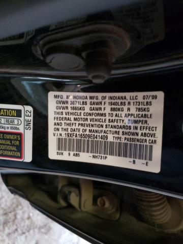 Photo 10 from auction – 2009 HONDA CIVIC LX with VIN 19XFA16509E041409