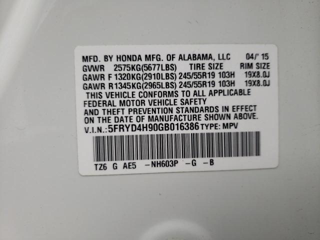 Photo 10 from auction – 2016 ACURA MDX ADVANC with VIN 5FRYD4H90GB016386