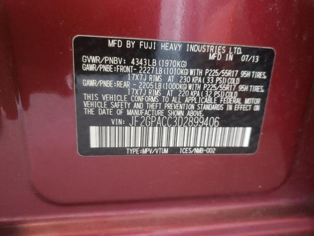 Photo 10 from auction – 2013 SUBARU XV CROSSTR with VIN JF2GPACC3D2899406