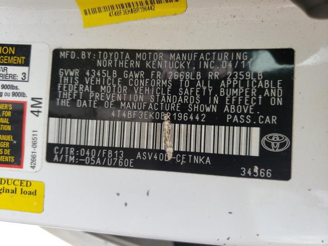 Foto 10 de la subasta – 2011 TOYOTA CAMRY BASE con VIN 4T4BF3EK0BR196442
