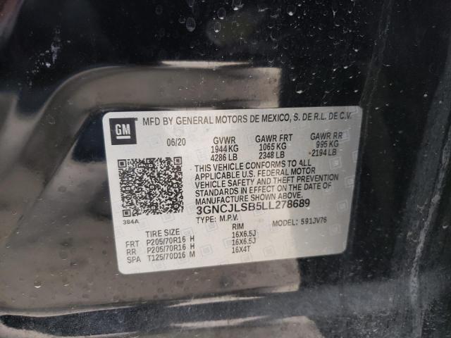 Photo 10 from auction – 2020 CHEVROLET TRAX 1LT with VIN 3GNCJLSB5LL278689