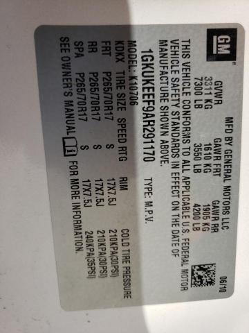 Photo 10 from auction – 2010 GMC YUKON DENA with VIN 1GKUKEEF9AR291170