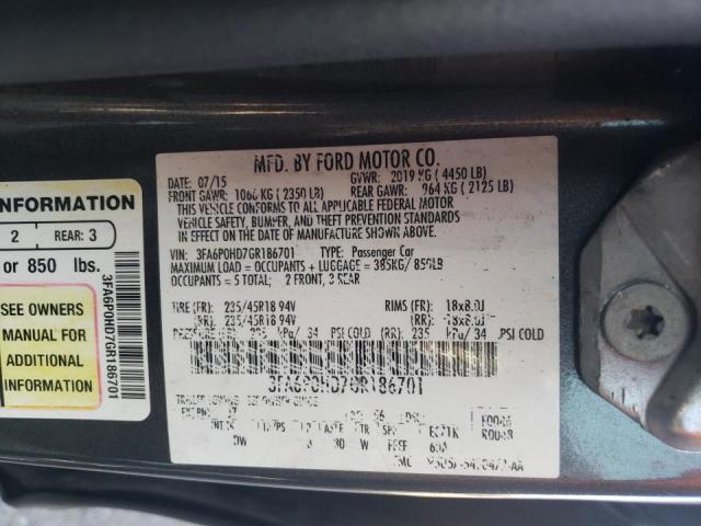 Photo 10 from auction – 2016 FORD FUSION SE with VIN 3FA6P0HD7GR186701