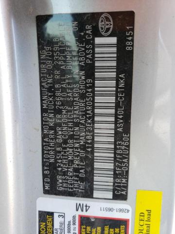 Photo 10 from auction – 2010 TOYOTA CAMRY BASE with VIN 4T4BF3EK1AR050419