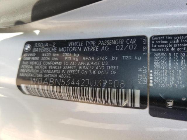 Photo 10 from auction – 2002 BMW 330CI with VIN WBABN53442JU39508