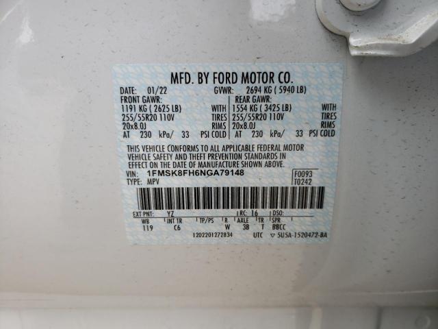 Photo 10 from auction – 2022 FORD EXPLORER L with VIN 1FMSK8FH6NGA79148