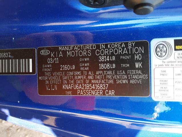 Photo 10 from auction – 2011 KIA FORTE EX with VIN KNAFU6A21B5416837