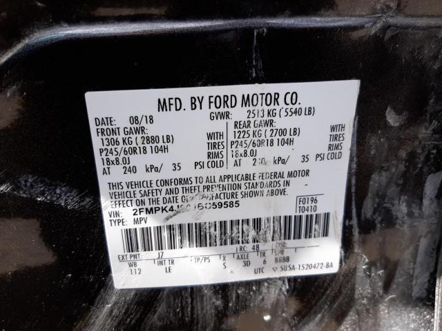 Photo 10 from auction – 2018 FORD EDGE SEL with VIN 2FMPK4J98JBC59585