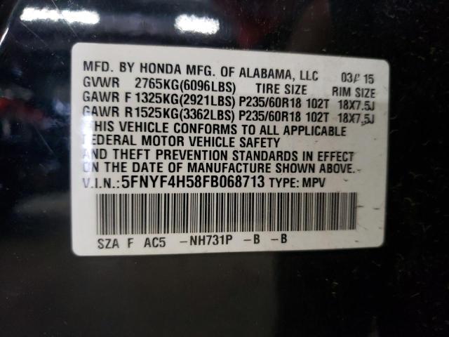 Photo 10 from auction – 2015 HONDA PILOT EXL with VIN 5FNYF4H58FB068713