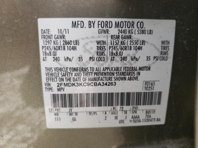 Photo 10 from auction – 2012 FORD EDGE LIMIT with VIN 2FMDK3KC9CBA34263