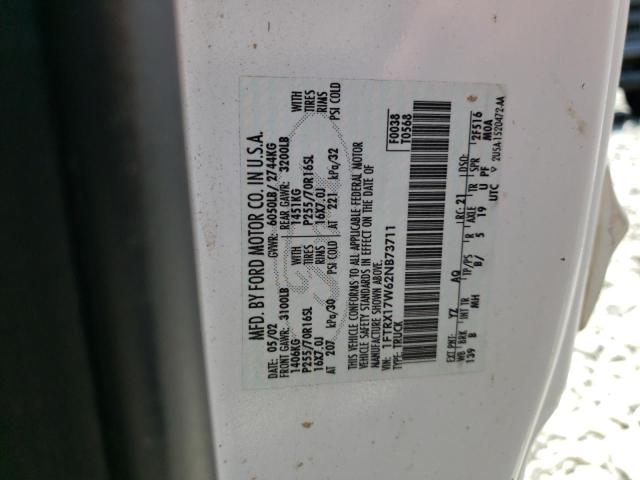 Photo 10 from auction – 2002 FORD F-150 with VIN 1FTRX17W62NB73711