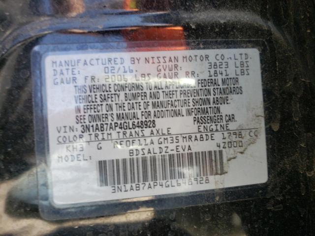 Photo 10 from auction – 2016 NISSAN SENTRA S with VIN 3N1AB7AP4GL648928