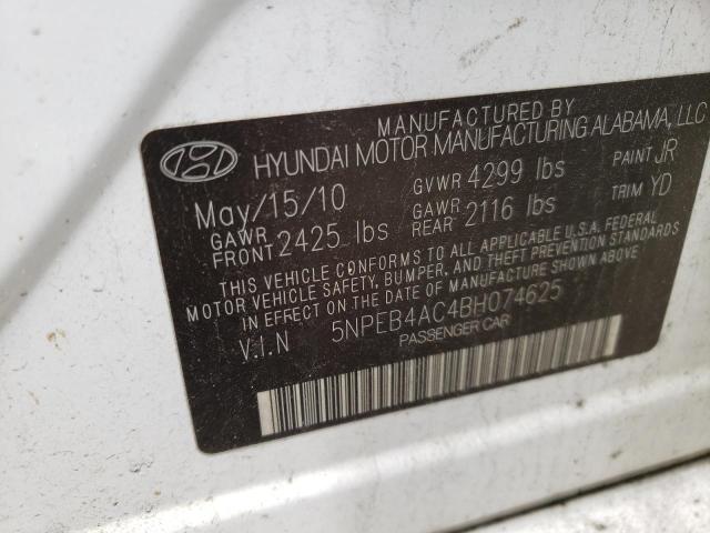 Photo 10 from auction – 2011 HYUNDAI SONATA GLS with VIN 5NPEB4AC4BH074625