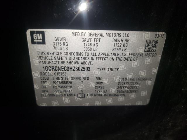 Photo 10 from auction – 2017 CHEVROLET SILVERADO with VIN 1GCRCNEC3HZ302503