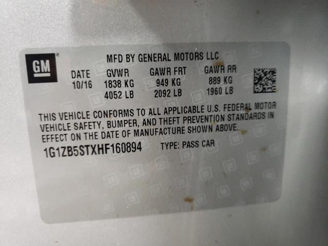 Photo 10 from auction – 2017 CHEVROLET MALIBU LS with VIN 1G1ZB5STXHF160894