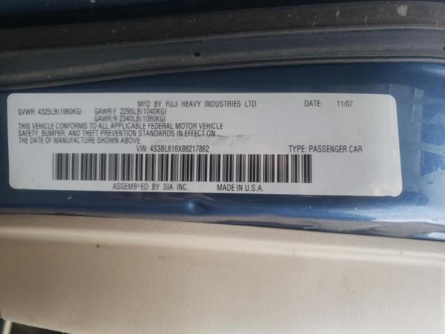 Photo 10 from auction – 2008 SUBARU LEGACY 2.5 with VIN 4S3BL616X86217862