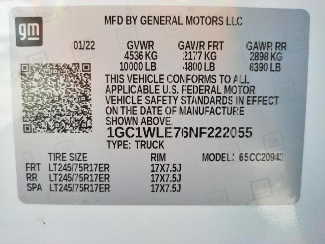 Photo 10 from auction – 2022 CHEVROLET SILVERADO with VIN 1GC1WLE76NF222055