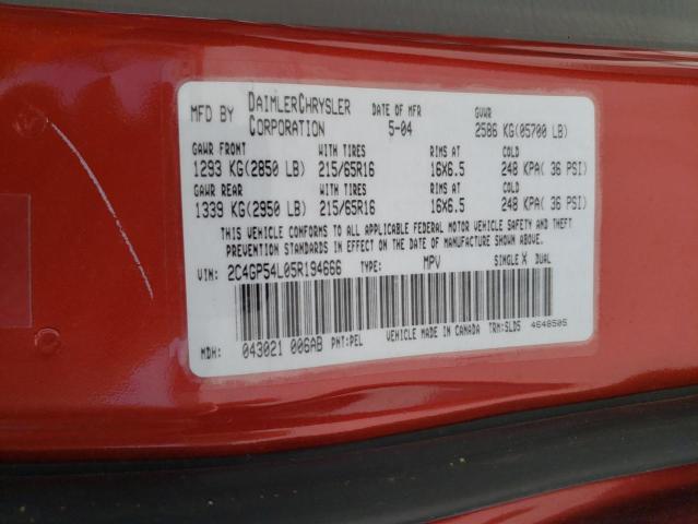 Photo 10 from auction – 2005 CHRYSLER TOWN&COUNT with VIN 2C4GP54L05R194666