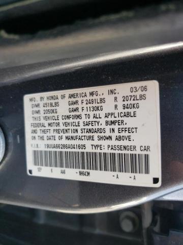 Photo 10 from auction – 2006 ACURA 3.2TL with VIN 19UUA66286A041605