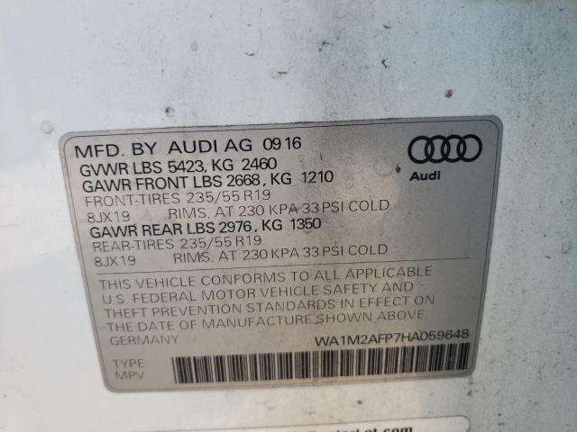 Photo 10 from auction – 2017 AUDI Q5 PREMIUM with VIN WA1M2AFP7HA059648