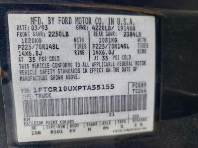 Photo 10 from auction – 1993 FORD RANGER with VIN 1FTCR10UXPTA55155