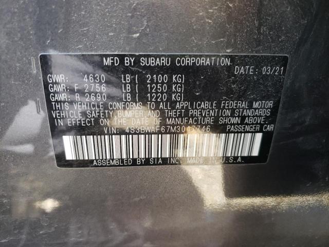 Photo 10 from auction – 2021 SUBARU LEGACY PRE with VIN 4S3BWAF67M3017746