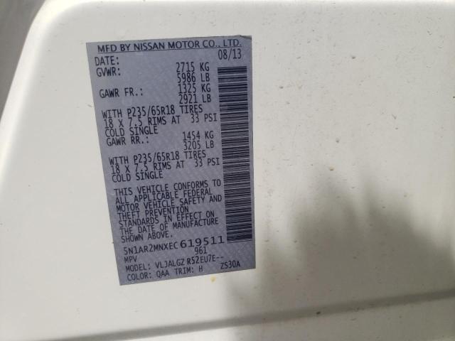 Photo 10 from auction – 2014 NISSAN PATHFINDER with VIN 5N1AR2MNXEC619511