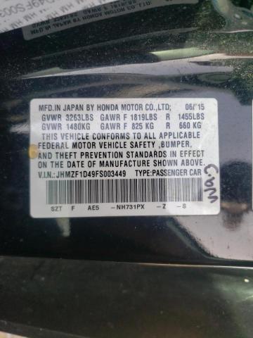 Photo 10 from auction – 2015 HONDA CR-Z with VIN JHMZF1D49FS003449