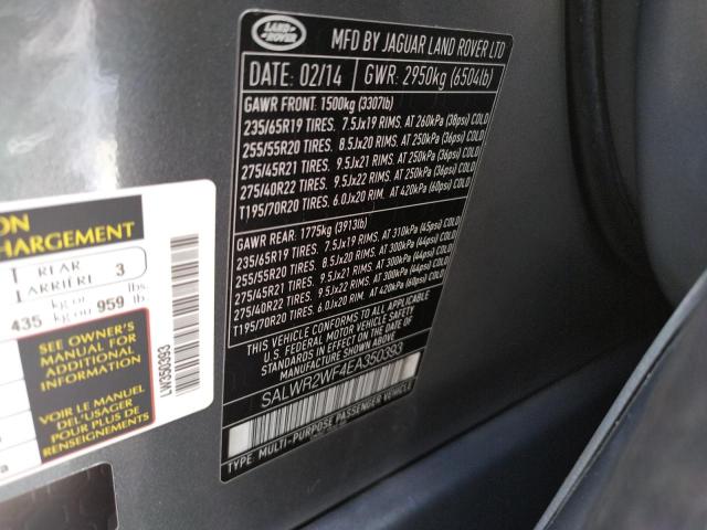 Photo 10 from auction – 2014 LAND ROVER RANGE ROVE with VIN SALWR2WF4EA350393