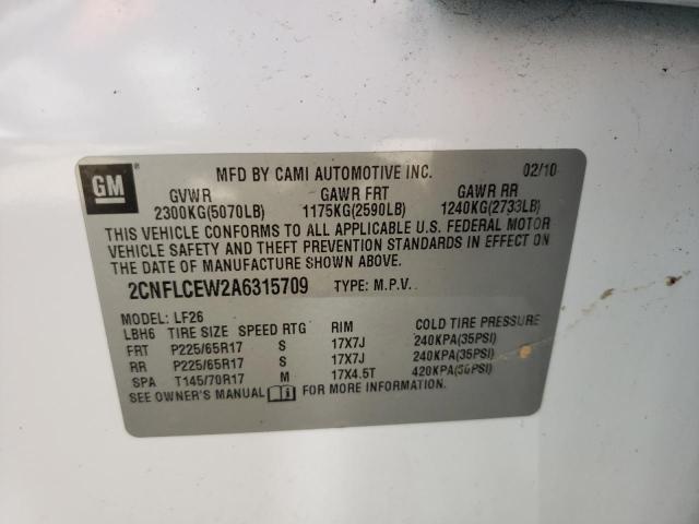 Photo 10 from auction – 2010 CHEVROLET EQUINOX with VIN 2CNFLCEW2A6315709