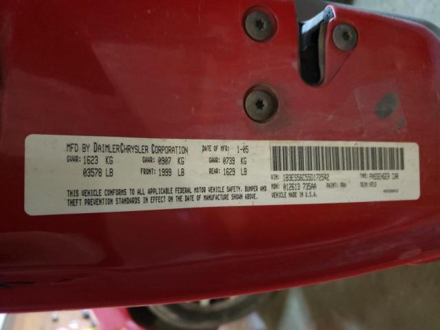 Photo 10 from auction – 2005 DODGE NEON SXT with VIN 1B3ES56C55D172542
