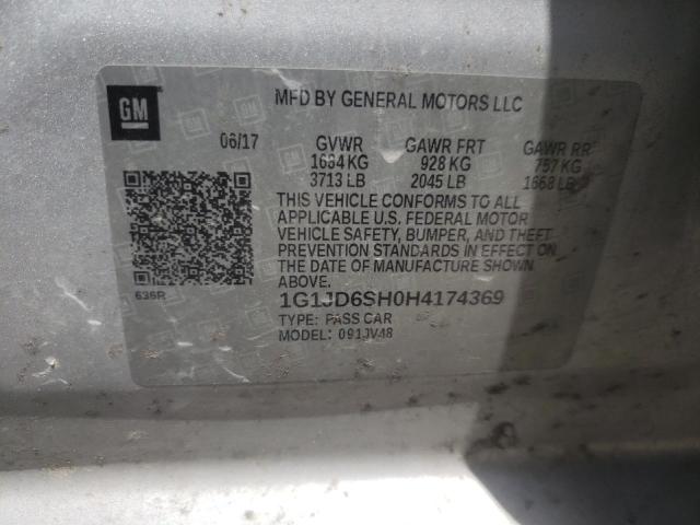 Photo 10 from auction – 2017 CHEVROLET SONIC LT with VIN 1G1JD6SH0H4174369