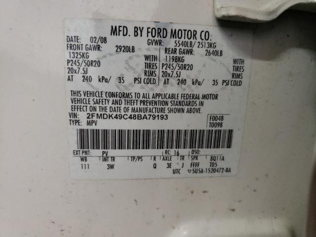 Photo 10 from auction – 2008 FORD EDGE LIMIT with VIN 2FMDK49C48BA79193