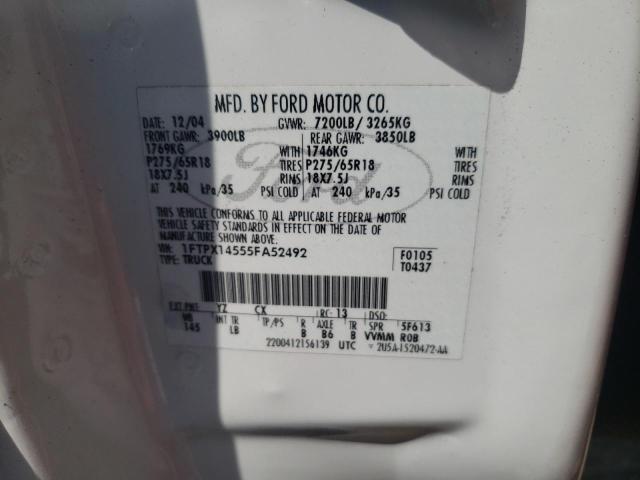 Photo 10 from auction – 2005 FORD F150 with VIN 1FTPX14555FA52492