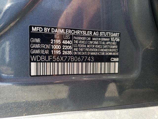 Photo 10 from auction – 2007 MERCEDES-BENZ E CLASS with VIN WDBUF56X77B067743