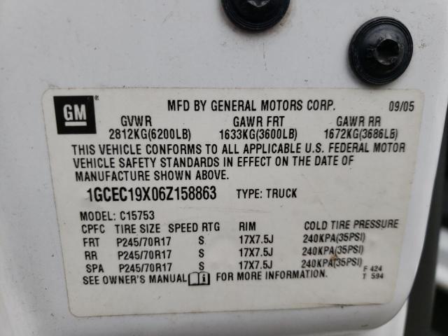 Photo 10 from auction – 2006 CHEVROLET SILVERADO with VIN 1GCEC19X06Z158863
