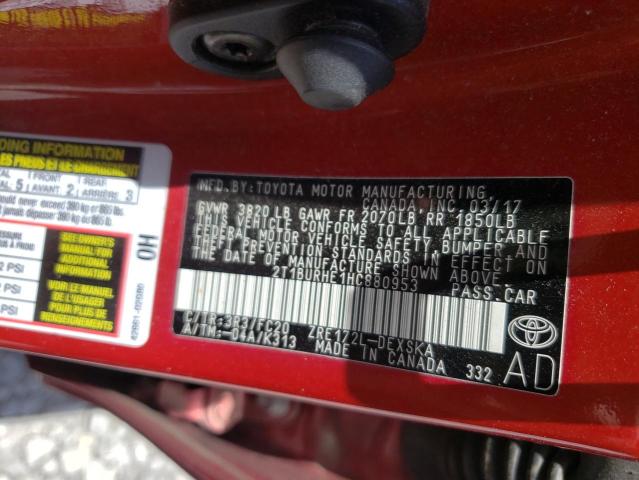 Photo 10 from auction – 2017 TOYOTA COROLLA with VIN 2T1BURHE1HC880953