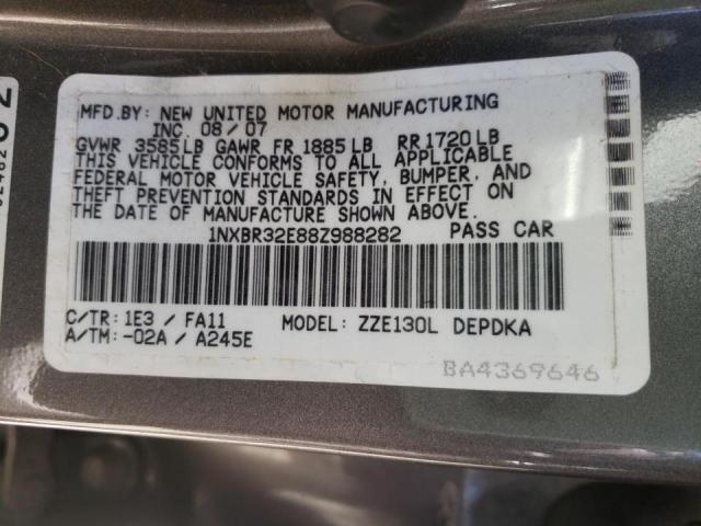 Photo 10 from auction – 2008 TOYOTA COROLLA CE with VIN 1NXBR32E88Z988282