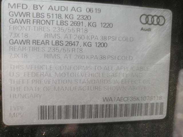 Photo 10 from auction – 2019 AUDI Q3 PREMIUM with VIN WA1AECF35K1076118