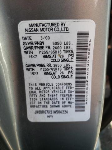 Photo 10 from auction – 2001 NISSAN PATHFINDER with VIN JN8DR07X21W504224