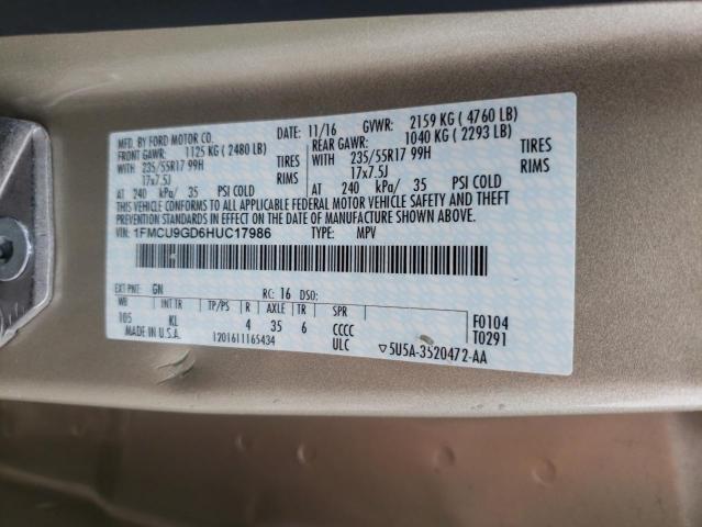 Photo 10 from auction – 2017 FORD ESCAPE SE with VIN 1FMCU9GD6HUC17986