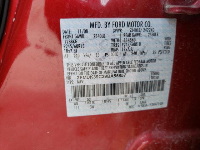 Photo 10 from auction – 2009 FORD EDGE LIMIT with VIN 2FMDK39C29BA55857