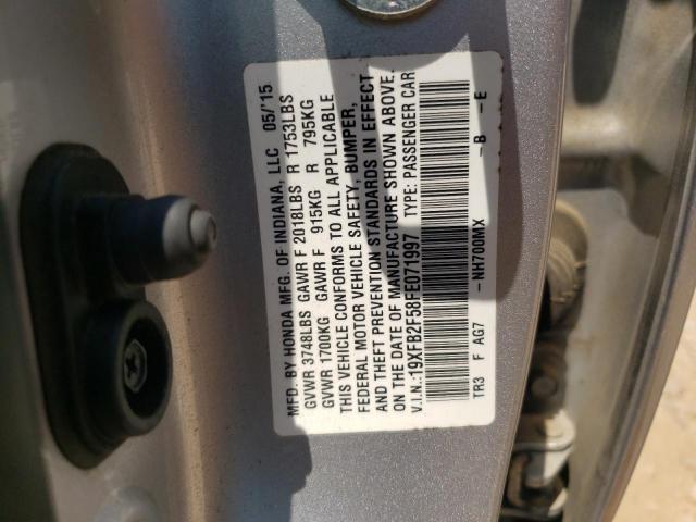 Photo 10 from auction – 2015 HONDA CIVIC LX with VIN 19XFB2F58FE071997