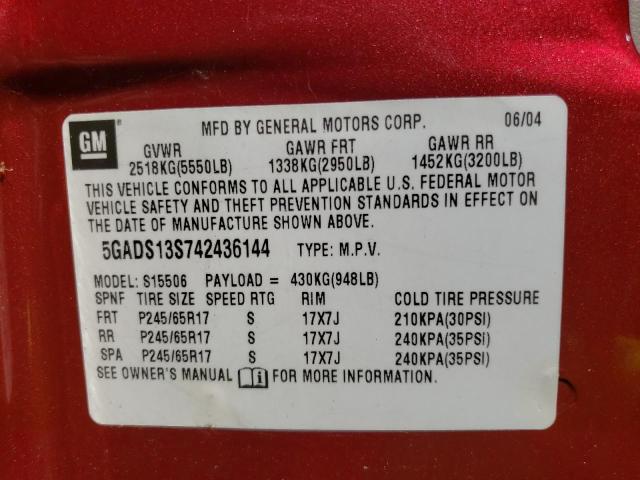 Фото 10 с аукциона – 2004 BUICK RAINIER CX с VIN 5GADS13S742436144