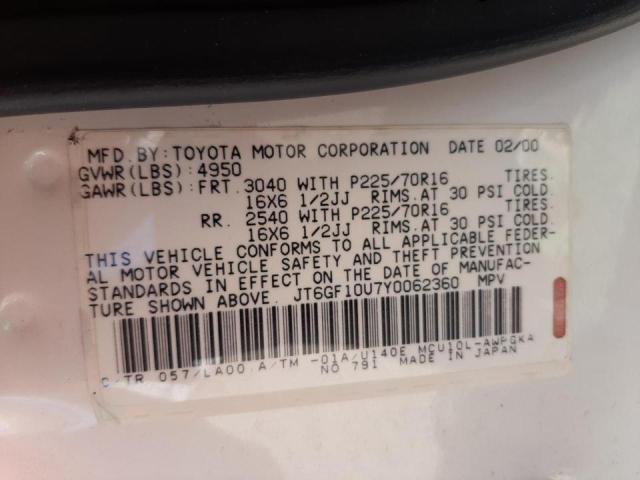 Foto 10 de la subasta – 2000 LEXUS RX 300 con VIN JT6GF10U7Y0062360
