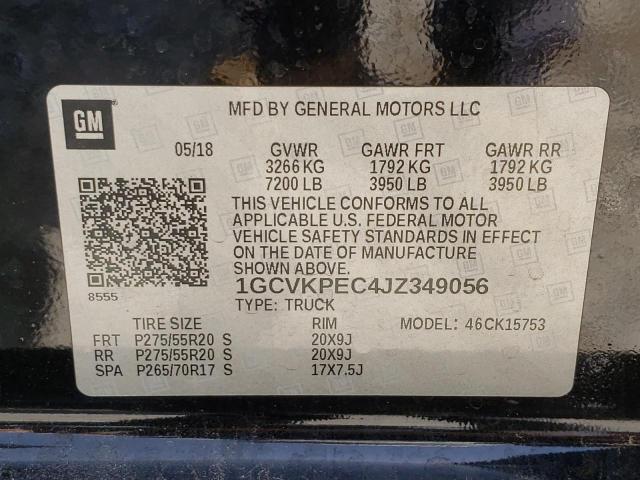 Photo 10 from auction – 2018 CHEVROLET SILVERADO with VIN 1GCVKPEC4JZ349056