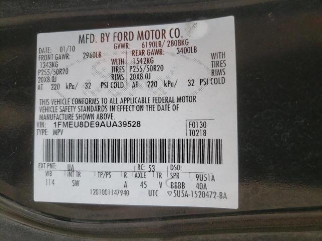 Photo 10 from auction – 2010 FORD EXPLORER X with VIN 1FMEU8DE9AUA39528