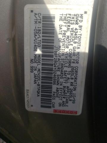 Photo 10 from auction – 2000 LEXUS ES 300 with VIN JT8BF28G4Y0246886